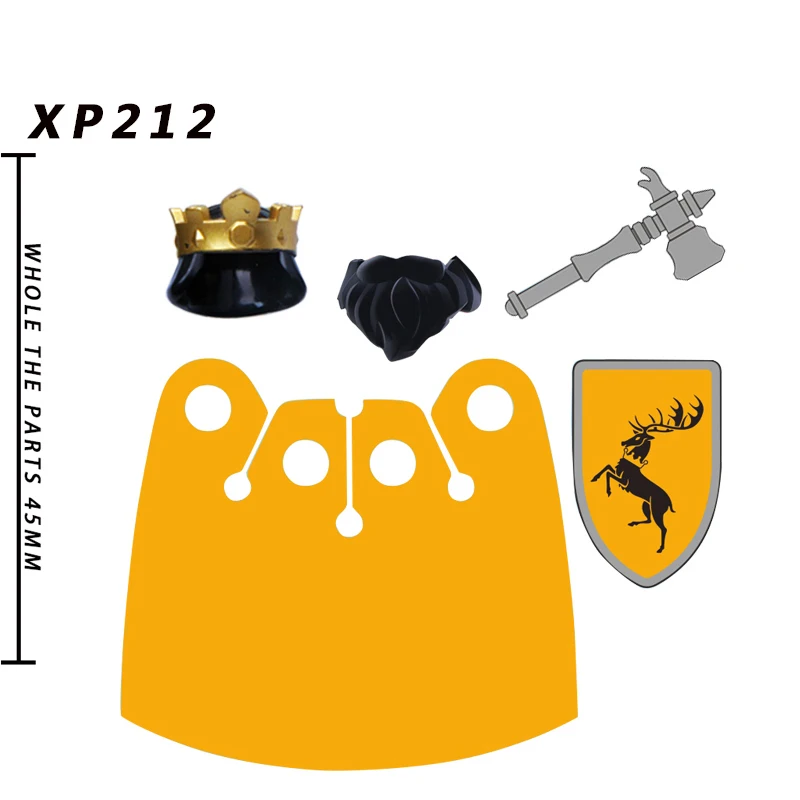 Single Sell KT1029 Medieval Knight GOT Baratheon Shield Helmet Lancer Figures Accessories Building Blocks Toy For Kids XP212-219