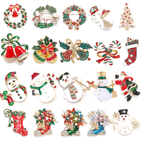 BAOPON Fashion Christmas Pins Gifts Christmas Bells Wreath Snowflake Star Crystal Brooches for Women Colorful New Year Brooch