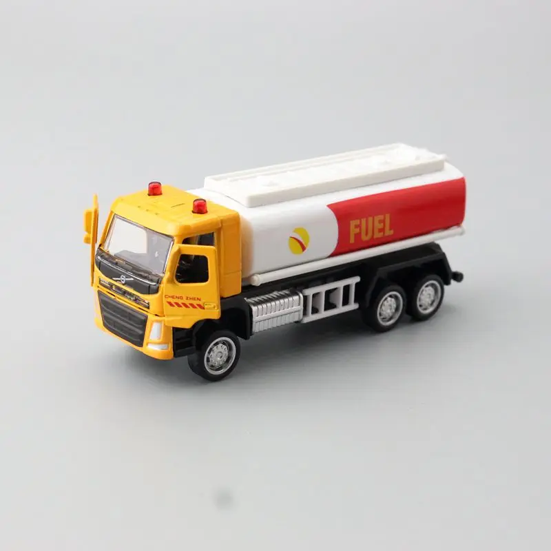 Diecast Metal Toy Car Model 1:72 Scale Oil Tnak Container Truck Engineering Pull Back Educational Collection Gift Kid Match Box