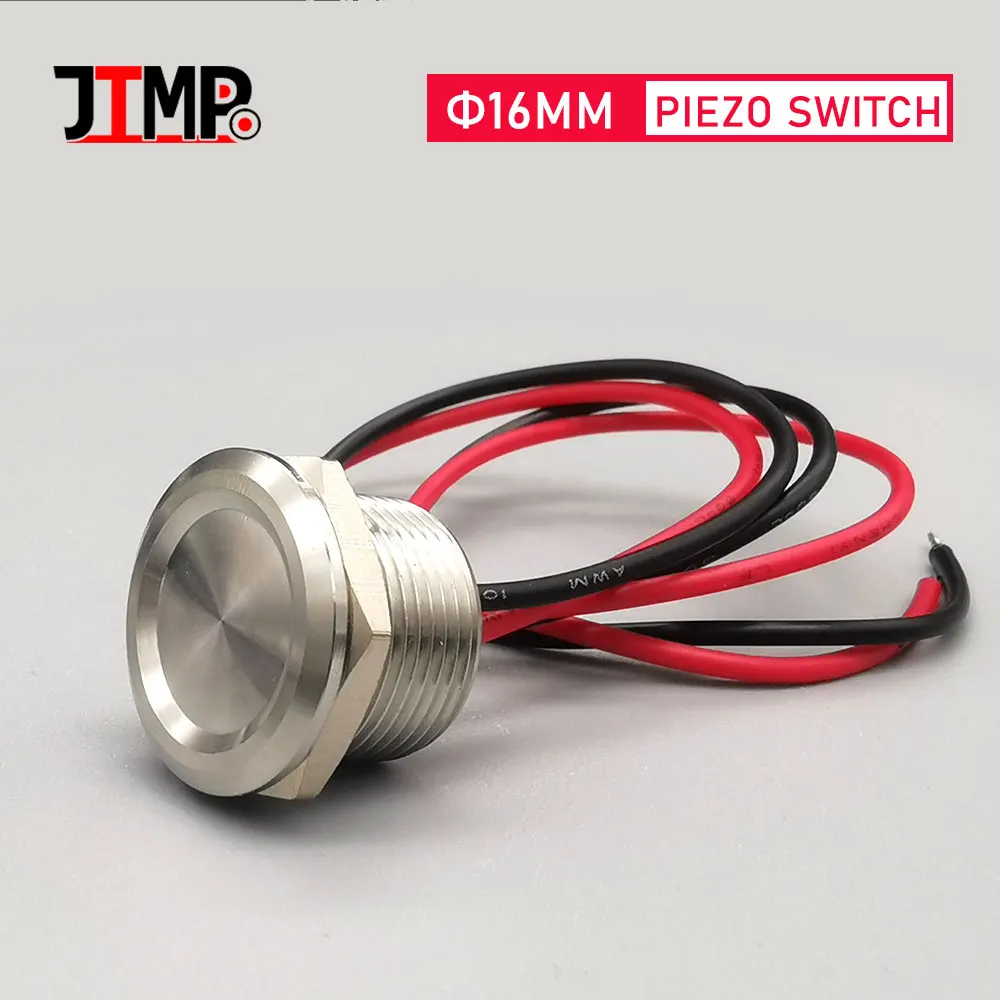 16MM piezoelektryczne przełączniki dotykowe ze stali nierdzewnej wodoodporne IP68 normalne otwarte za pomocą drutu 30cm