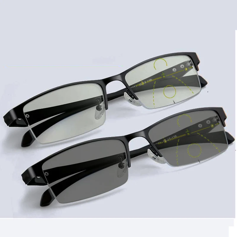 

Classic Titanium alloy Square Frame Progressive Reading Glasses Men Women Sun Photochromic Multifocal Presbyopic Eyeglasses 1.5