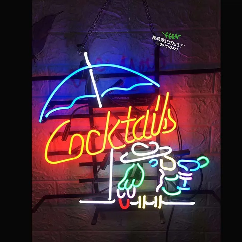 

Cocktail Neon Sign Light Party Pub Wall Decor Real Glass Tube Artwork