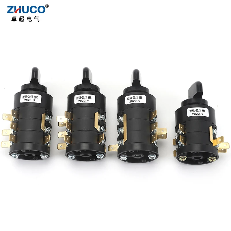 ZHUCO HZ5B-20/3.CCC 3.BBB 3.EEE 2.AAA 20A 660V Rotary Cam Transfer Combination Switch For Electric Welding Machine