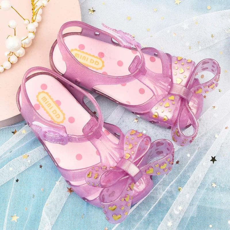 

MINI DD Girl's Summer Jelly Shoes Children Heart design Bowknot Princess Sandals Kids Baby Todder Beach Shoes Roma Sandals DD020