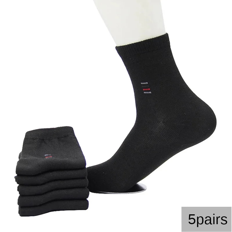 Calcetines de algodón transpirables para hombre, calcetín informal de marca de negocios, Color sólido, alta calidad, 5 pares = 10 piezas