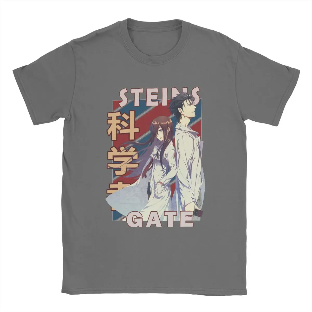 Fun Rintarou Okabe And Kurisu Makise Steins Gate T-Shirt Men O Neck 100% Cotton T Shirt Short Sleeve Tees Gift Idea Clothing