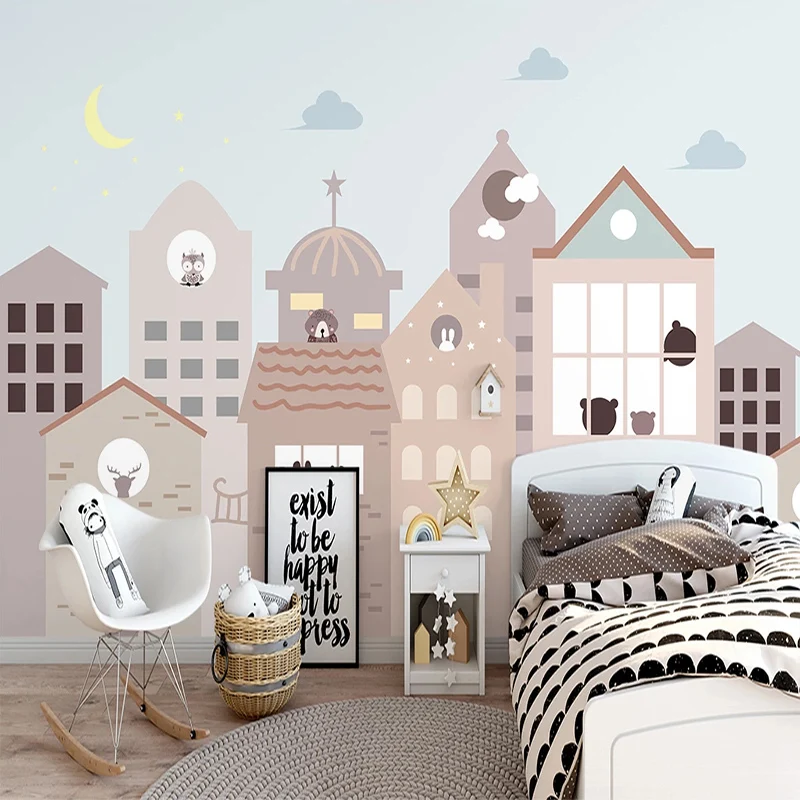 Custom Mural Wallpaper 3D Hand Painted Small House Poster Children's Room Cartoon Papel Tapiz Eco-Friendly Wall Painting Fresco