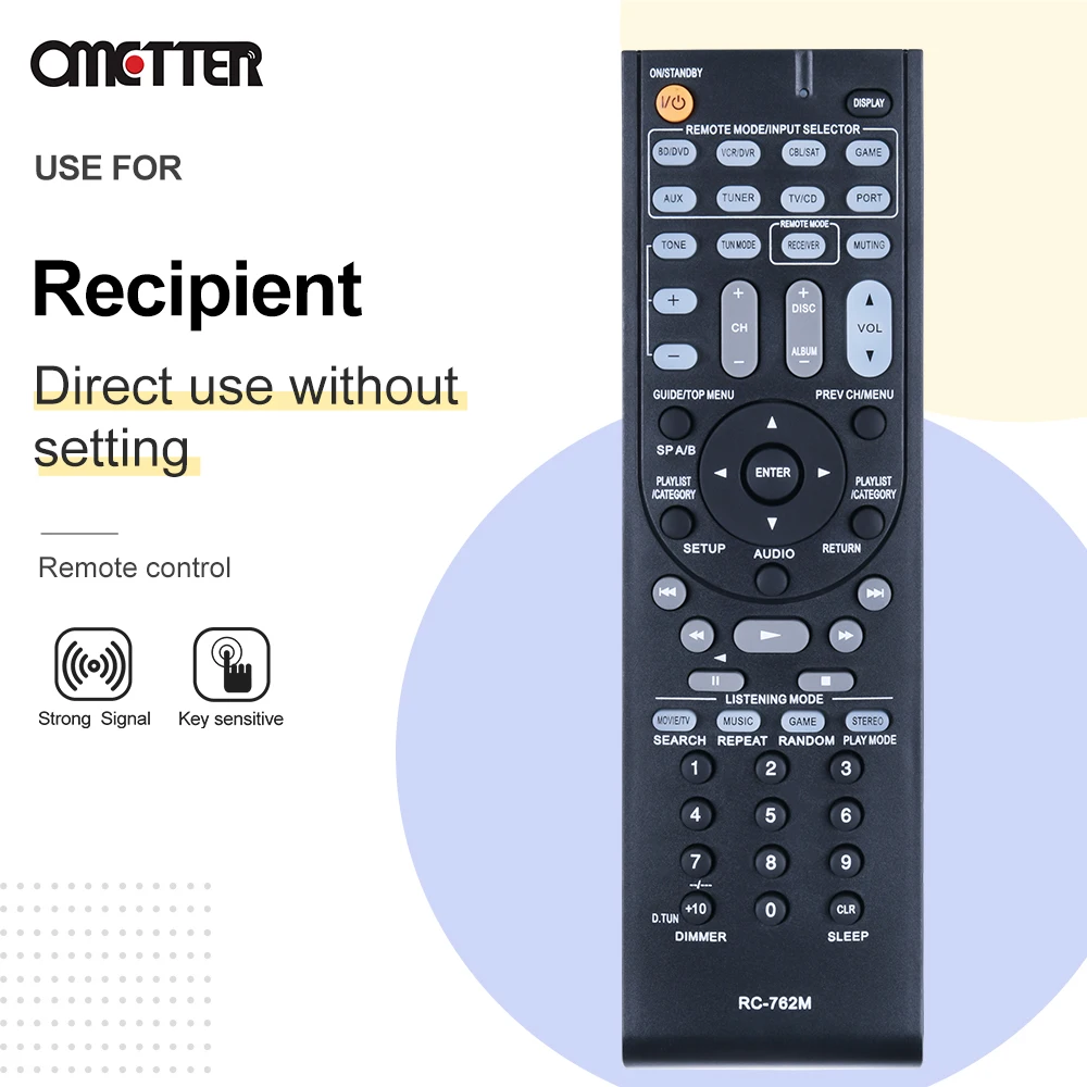 New RC-762M for Onkyo ht-r380 Remote Control AV Receiver HT-R290 HT-R390 HT-R538 TX-SR308 HT-S3400 HT-RC230 AVX290