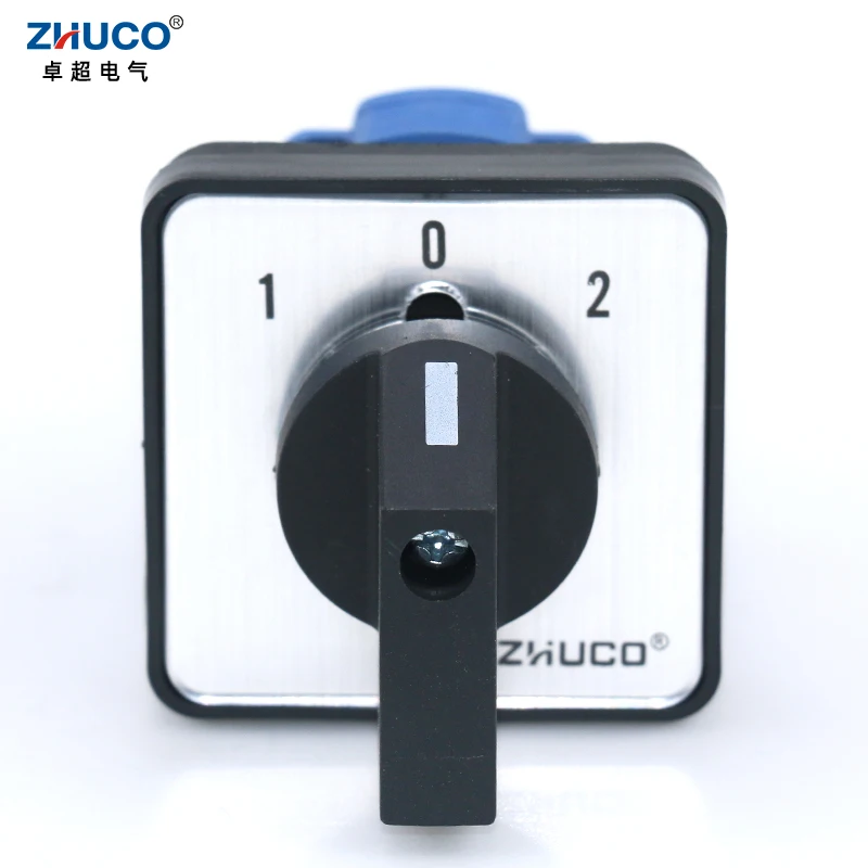 ZHUCO SZW26/LW26-20 20A 660V 1-0-2 One Phase Four Terminals 64X64 48X48 Mm Panel Transfer Rotary Universal Changeover Cam Switch