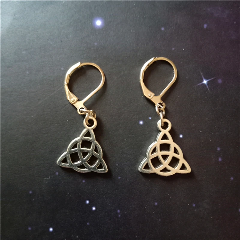 Triquetra Leverback Earrings Tiny Symbol Clip Earrings Trinity Knot Gothic Jewellery Ear Clip Earrings Puncture Earrings