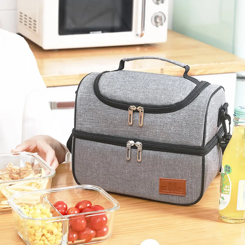 Single/Durable Layer Waterproof Thermal Lunch Bag Large Capacity Portable Picnic Food Insulated Cooler Bag with Shoulder Strap