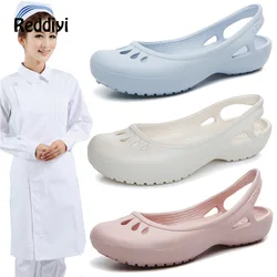 Hospital Scrub Slippers Breathable Lightweight Skidproof Summer Female Flat Sandals Nurse Shoes Medical Shoes EVA Clogs