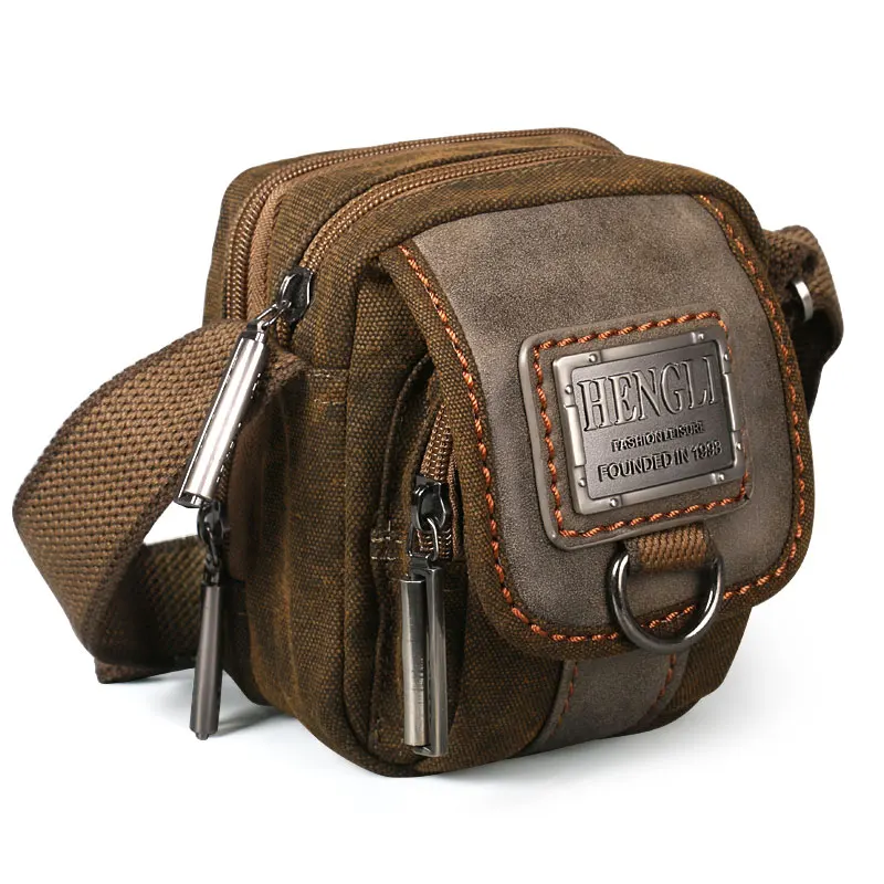 Vintage Canvas Shoulder Small Bag Men Teenage Boys Retro Outdoor Mountaineering Wear Resistance Cross Messenger Bags