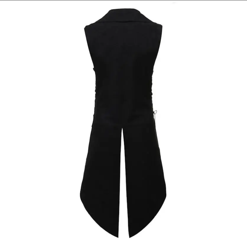 Mannen Gothic Tuxedo Vest Middeleeuwse Vintage Mouwloze Steampunk Victoriaanse Pak Mannelijke Halloween Assassin Party Cosplay Kostuum