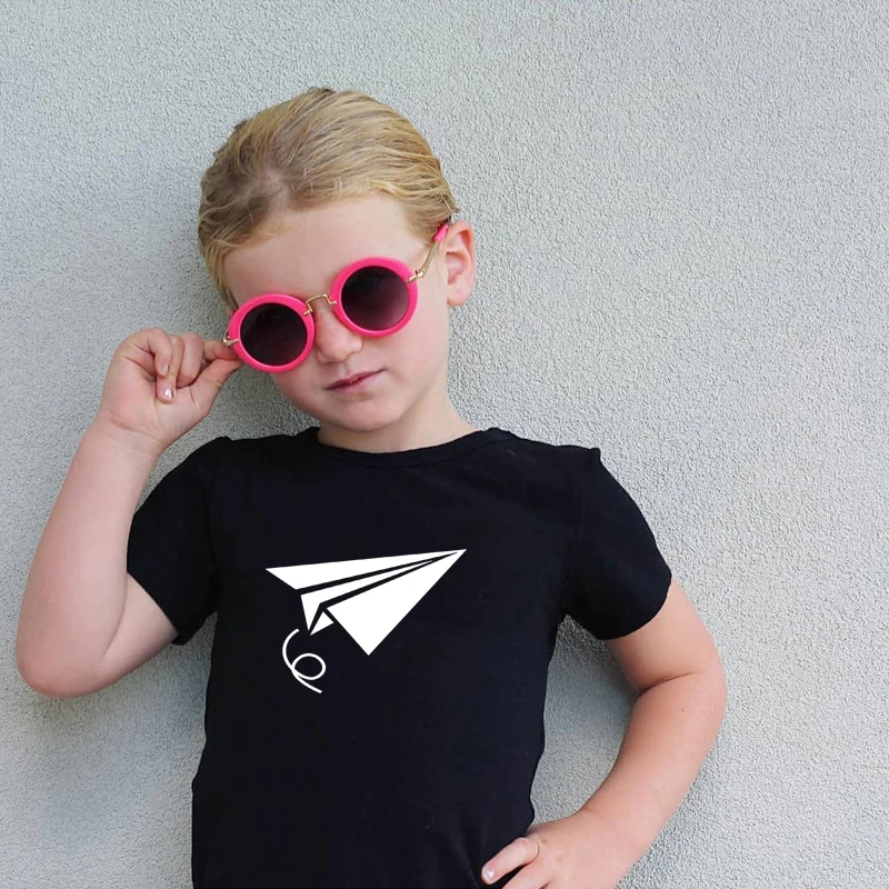 New Shark Aircraft Cartoons Print Boys T Shirt 2021 Summer Cotton 3 Colour Children T-Shirts Girls Tshirt Tops Boy Clothes