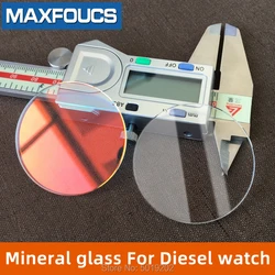 1 Pieces  Mineral glass  Red Transparentcolor crystal   Watch glass Flat  For Diesel 44.5mm DZ 4281 4329 4423 4500 4514