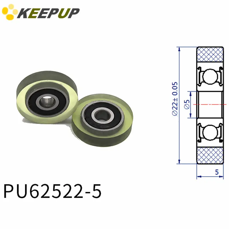 

Diameter 22mm, PU polyurethane bearing ,Rubber coated soft pulley/Roller ,width 5mm