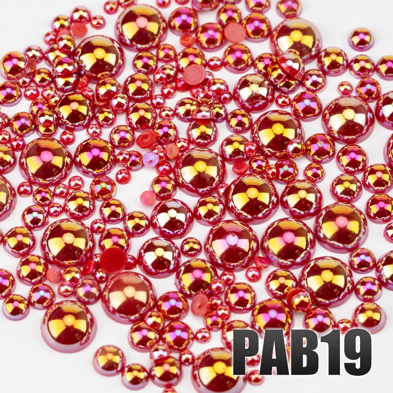 VDD 200g Großhandel Gemischte Größen 3-10mm Farbe AB Macaroon ABS Imitationsperlen Halbrunde Flachrückseitige Perlen DIY Nagelkunst Dekoration Handwerk – Detail 21