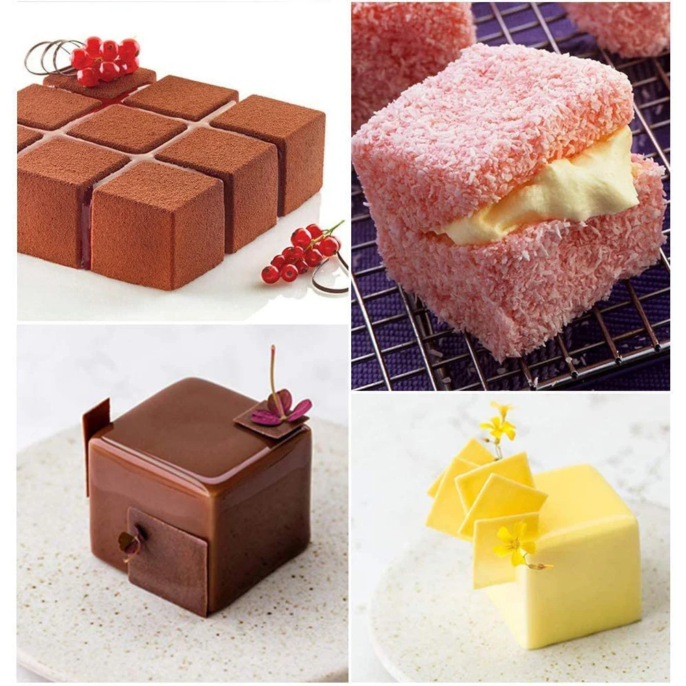 3D Square Cube Shape Silicone Mold Mousse Cake Baking Molds For Caramel Candy Dessert Cheesecake Truffle Jelly Brownie  Bakeware