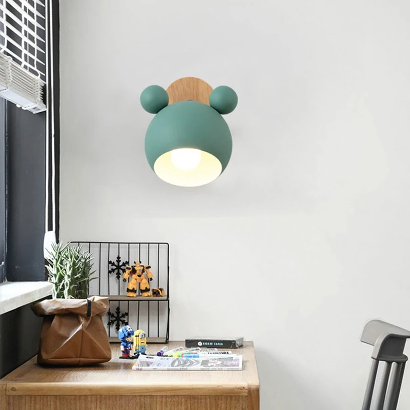 Modern Wall Lamp Colorful Iron Mickey Wall Lamps for Living Room Bedroom Baby Room Decor Nordic Home Bedside Wall Light Fixtures