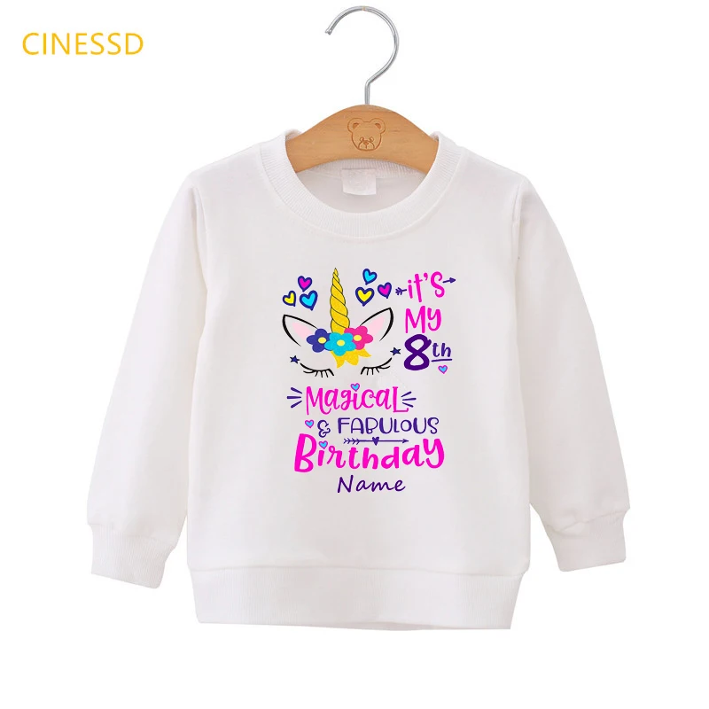 

Cute Baby Kids Girl Birthday Gift Funny Unicorn Sweatshirt Autumn Winter Long Sleeve Fleece Jacket Teen Plus Velvet Coat Unisex