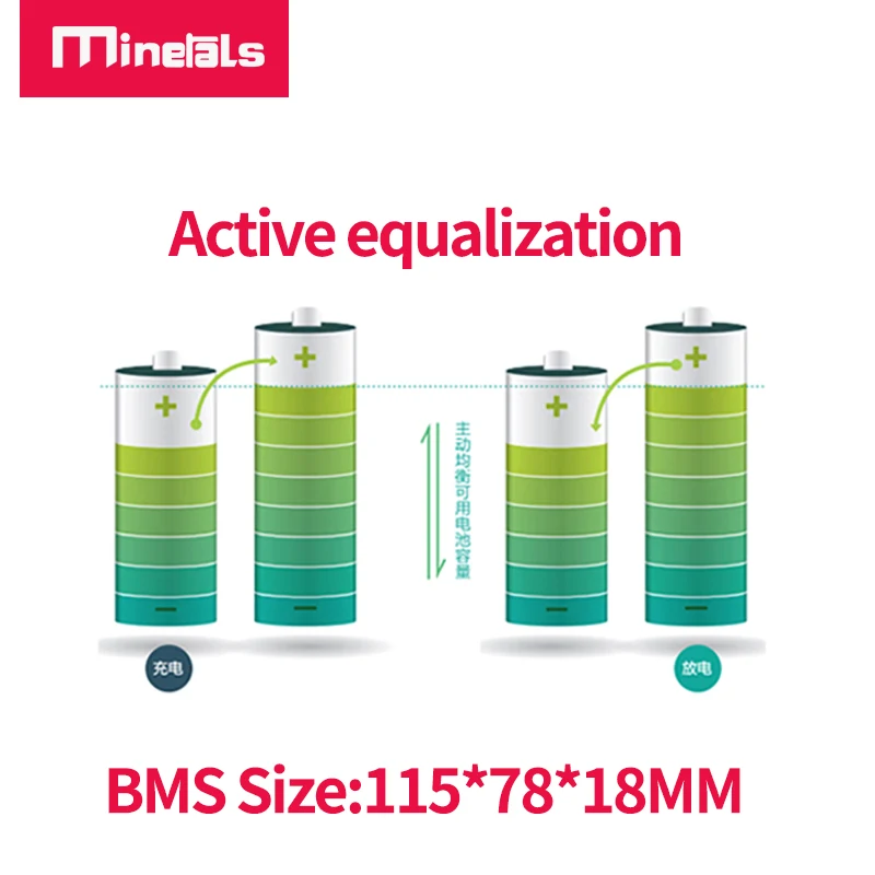 Jikong BMS 8-17S, BMS lifepo4 integrado, bluetooth 0.6A, ecualización activa 13S, 14S, 16S, 17S, 60A, inteligente, 48v, 60v, Li-ion LPF4