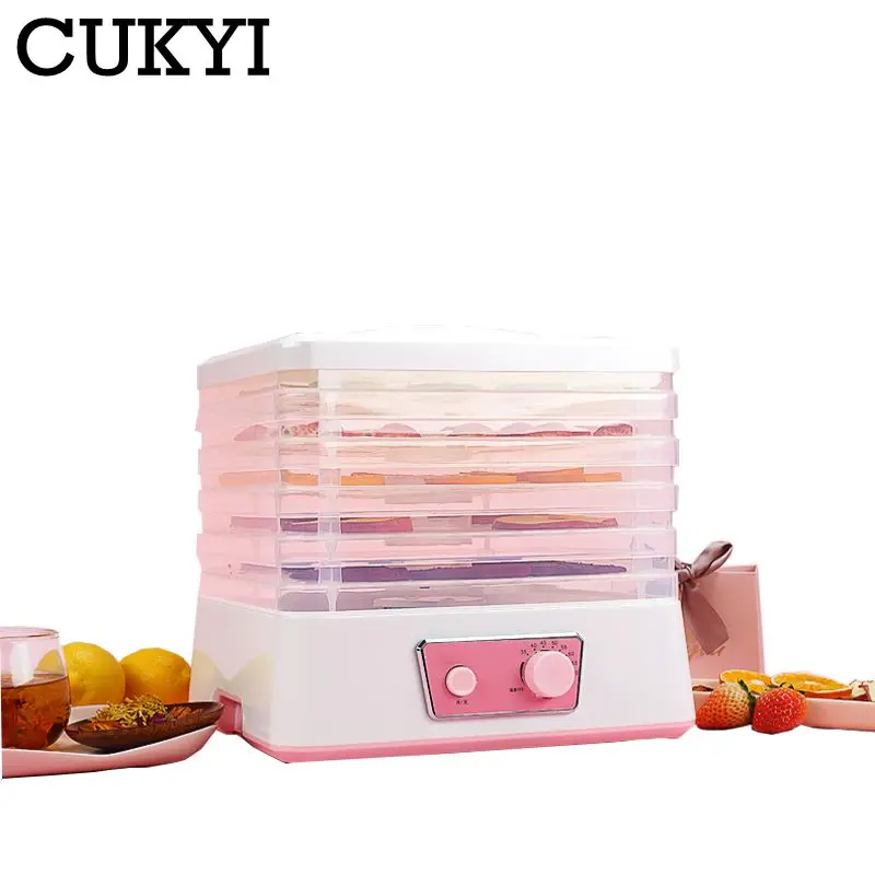 CUKYI 220V 5 Layer Dried Fruit Machine Food Dehydrator Dryer For Fruits Vegetables Nuts Snack Meat 8 Gear Temp Adjustable Size