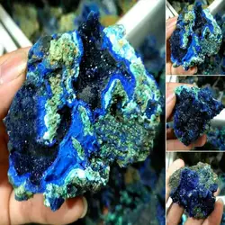 Doğal azurit malakit Geode kristal Mineral örneği Reiki şifa taşı koleksiyon