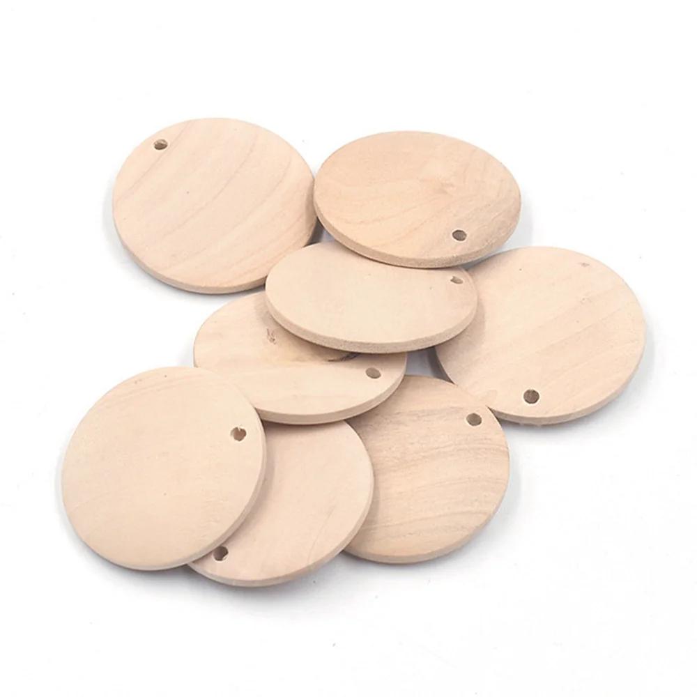 Flat Round Coin Natural Wood 15mm 20mm 25mm 30mm 35mm 40mm 50mm Loose Pendants Beads for DIY Pendant Crafts Jewelry Making