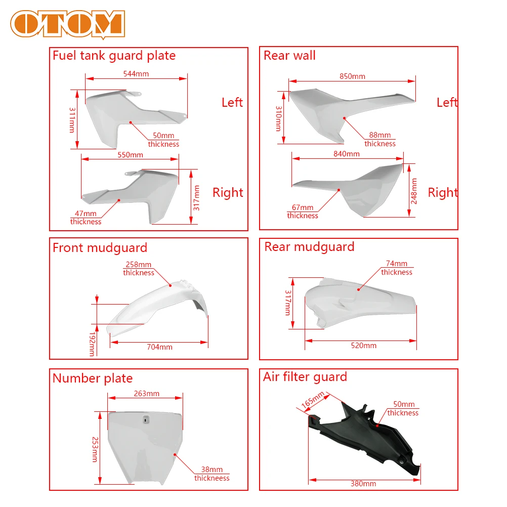 OTOM Motorcycle Full Plastic Kit Fairing Body Front Rear Fender Guard Mudguard Number Plate For HUSQVARNA FC TE TC TX FX 250 300