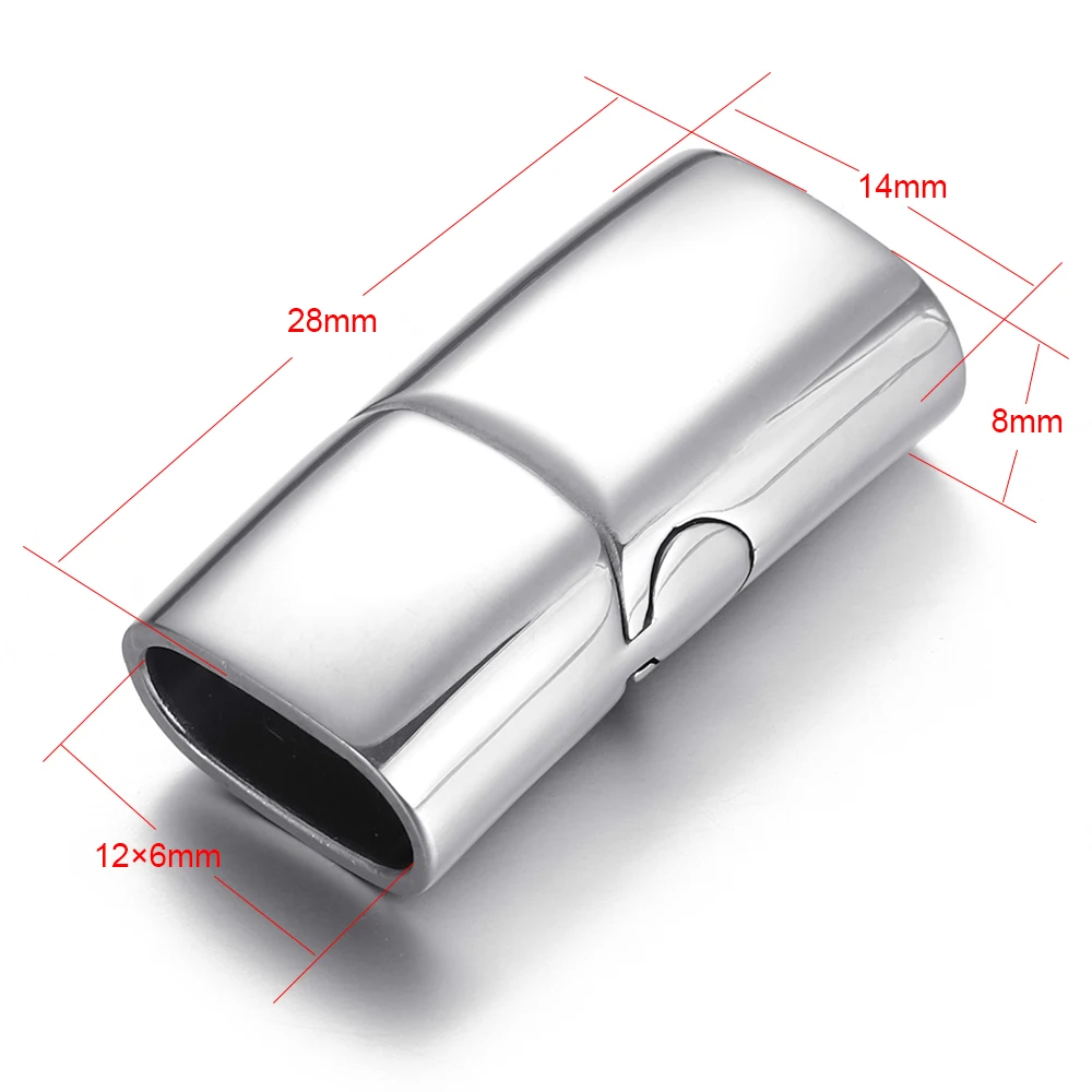 Stainless Steel Magnetic Clasp 12*6mm Hole Bracelet Magnet Clasp DIY Accessories Leather Jewelry Making Finding Supplies