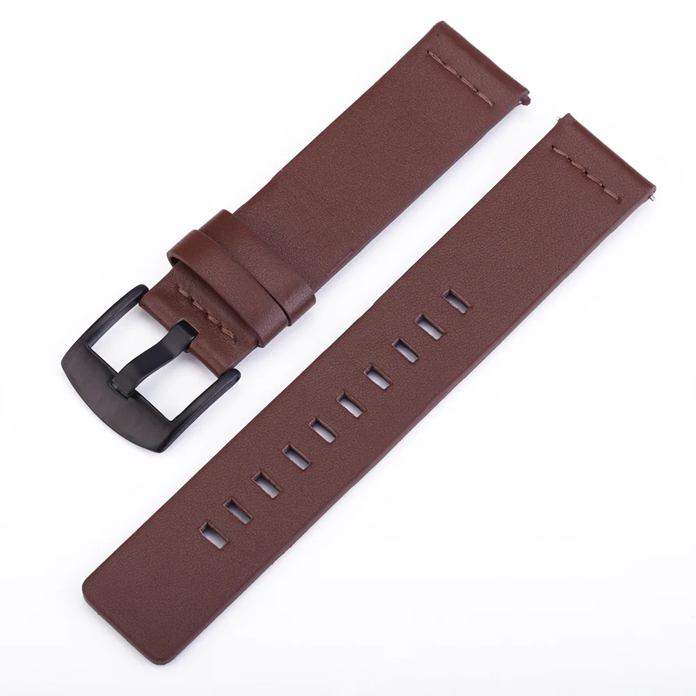 18mm 20mm 22mm 24mm Genuine Leather Watch Band For Moto 360 Samsung Galaxy Watch 3 45/41mm Gear S3 Active2 Strap Wristbands