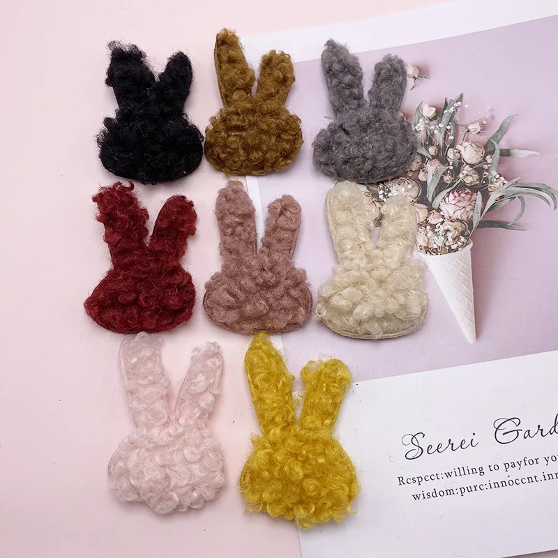 

160pcs/Lot Wool Felt Rabbit Head Easter Bunny Padded Patches For Headwear Ornament Dress Decoration DIY Accessories