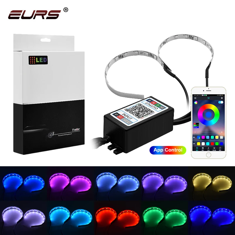 EURS APP control Car Led Devil Eye Demon Evil Eyes DRL LED RGB 2.5 3.0 Headlights Projector Lenscar Angel Eye Car Accessories