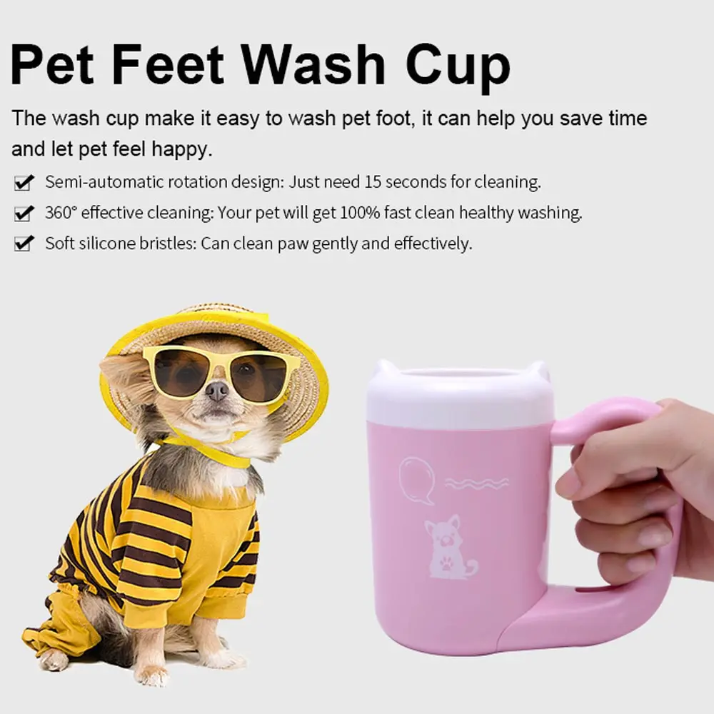 Pet Clean Cup Cat Dog Paw Brush Foot cleaner Cup Cleaning Tool Silicone Dirty Feet Washing Paw Washer Manual Rotary Pet Grooming