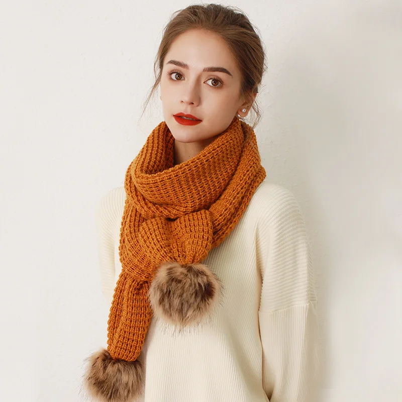 

2021 Autumn And Winter New Knitted Scarf Women's Winter Korean Warm Lovely Fashion Wool Scarf Ring Scarf