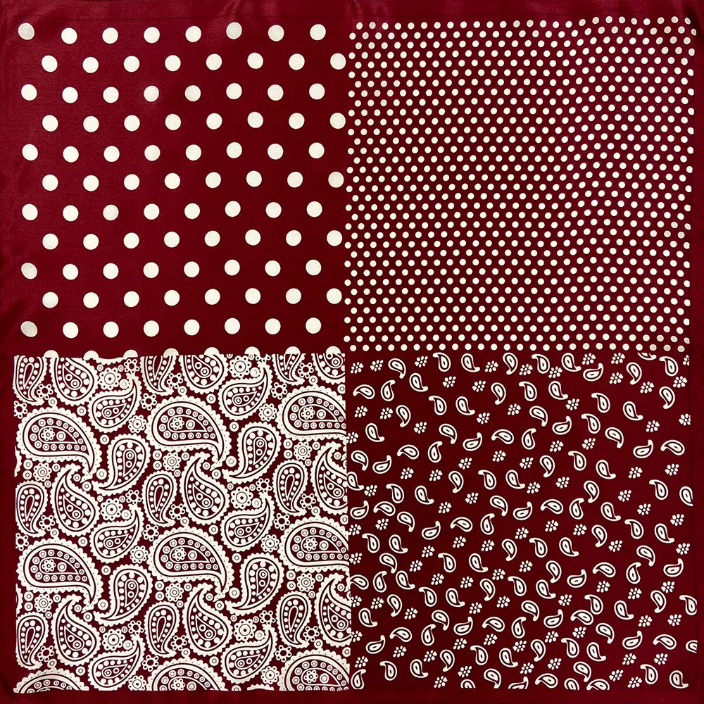 

High-quality Paisley Pure Silk Scarf Women Bandana Female Dot Hair Scarf Women's Natural Silk Square Head Scarf for Women SBS004