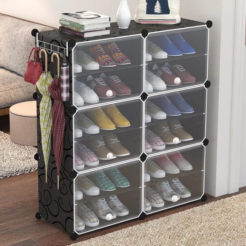 Plastic Detachable Shoe Cabinet Shoes Rack Hallway Bedroom Shoe Rack Organizer Holder Assemble Footwear Shoes Shelf DIY Storage