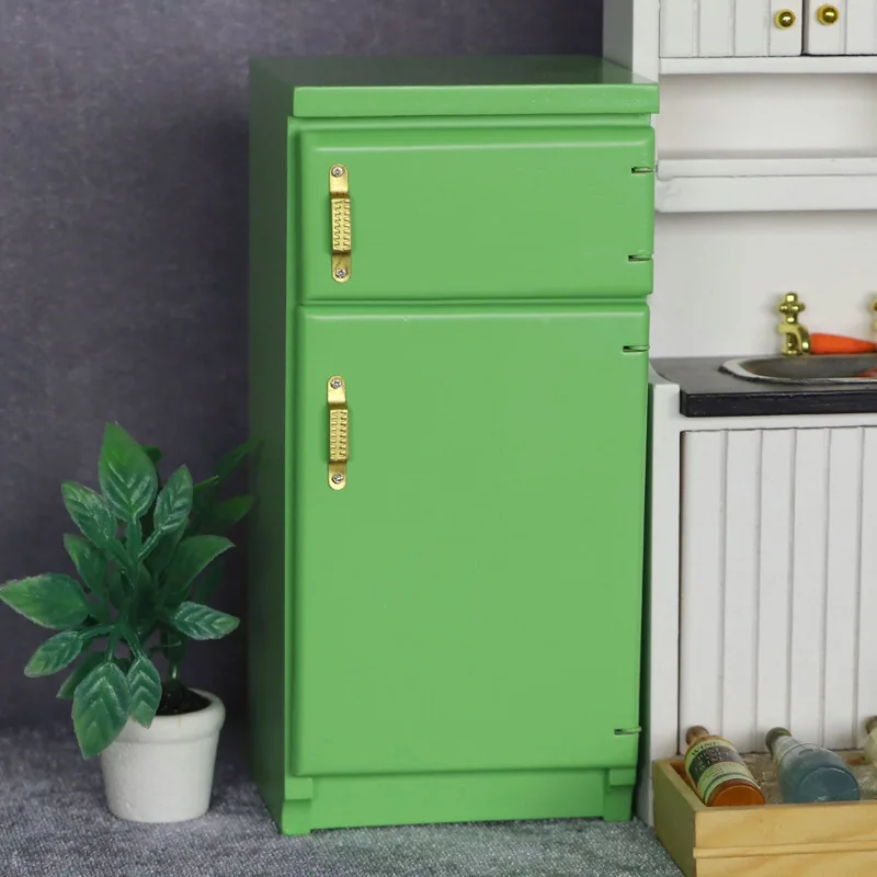 Green Miniature Fridge Refrigerator Dollhouse Mini Kitchen Livingroom Diningroom Decoration Accessories