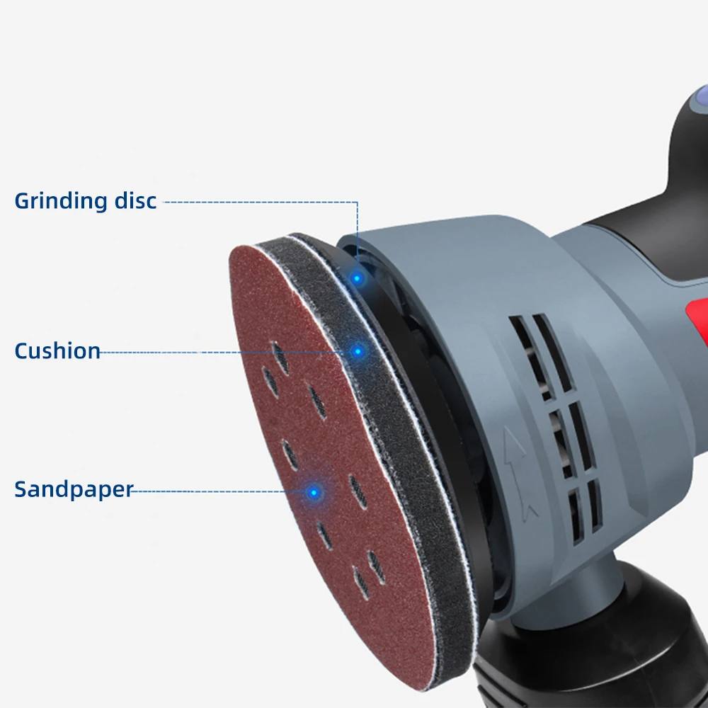 Levigatrice elettrica a orbita casuale da 400 W Funzione di rimozione della polvere Design Smerigliatrice a velocità variabile con carta vetrata da