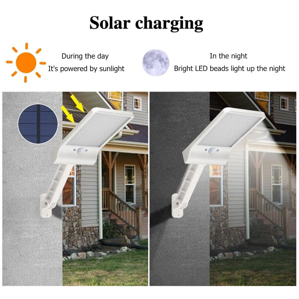 Imagem -06 - Luminária de Parede com 56 Leds Movida a Energia Solar com Controle Remoto com Sensor de Movimento à Prova Dágua para Iluminação de Jardim