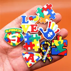 Funny Puzzle Style Shoe Charms Novelty Autism Friendly Garden Shoes Accessories Decoration fit Buckle Kids Gifts