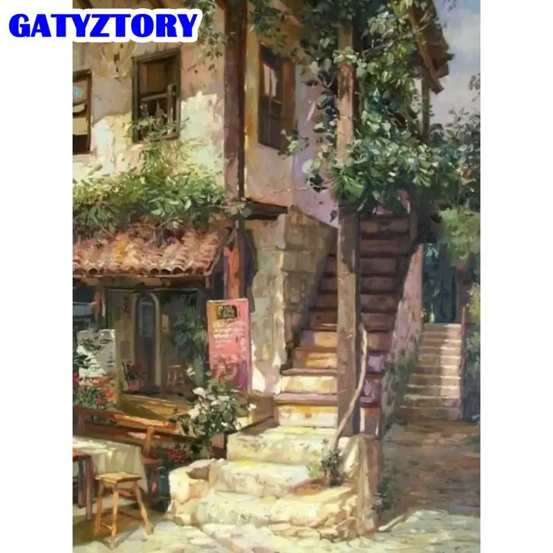 

GATYZTORY Paint By Number House Scenery Kits Home Decor Pictures By Numbers Drawing On Canvas Handpainted Painting Art Diy Gift