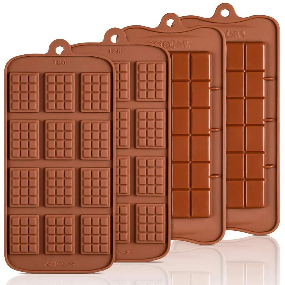 SILIKOLOVE 2pcs/Lot Silicone Break Apart Chocolate Molds - Candy Protein and Engery Chocolate Bar Silicone Mold