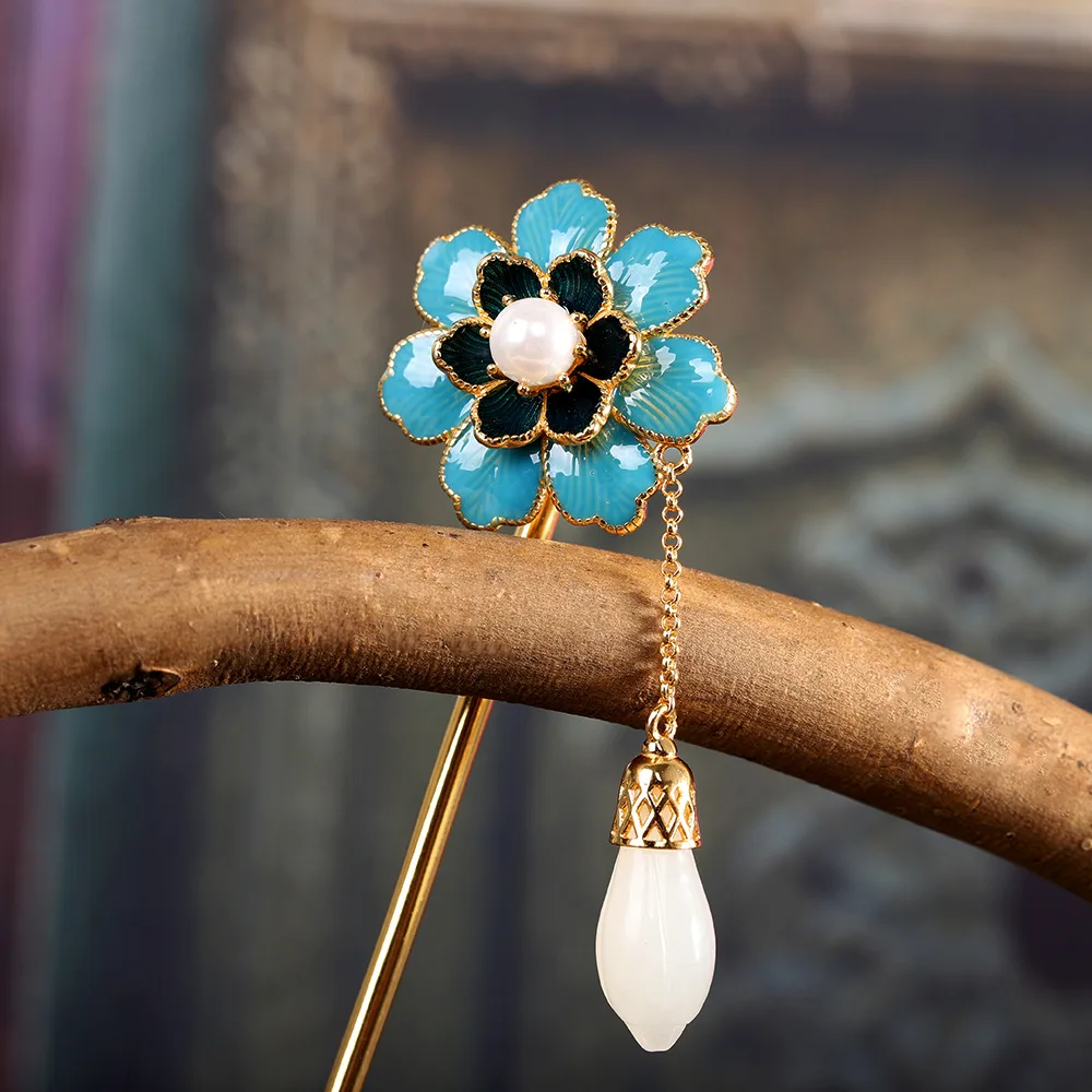 

Уродливые эмалированные палочки для волос с изображением Феникса, женская восточная очаровательная одежда Хан, платье, ювелирные изделия, Хотан, нефритовые цветочные украшения для волос, серебро 925 пробы