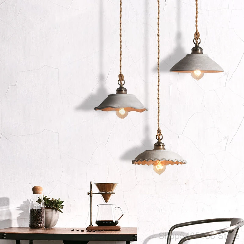 

Nordic Industrial Style Cement Pendant Lights Bar Counter Restaurant LED Hanging Lamps Living Room Kitchen Decorative Lighting