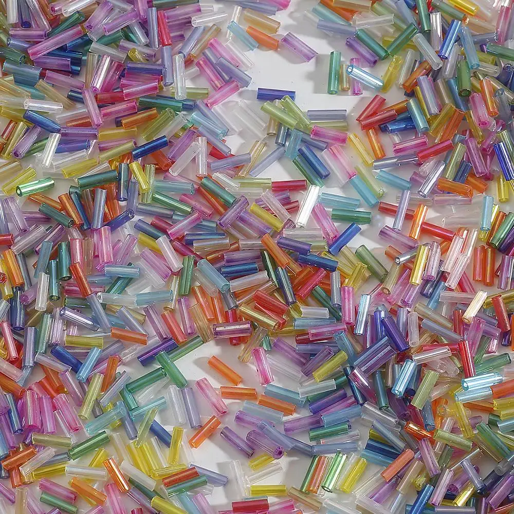 300pcs/lot 2x7mm Crystal Long Tube Beads Lined Bugle Czech Glass Seed Spacer Beads For Jewelry Making DIY