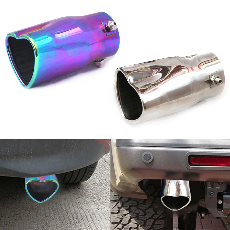 Heart Shaped Universal Car Exhaust Tail pipe Muffler for Cars Tip Pipe Chrome accessories Car Tuning