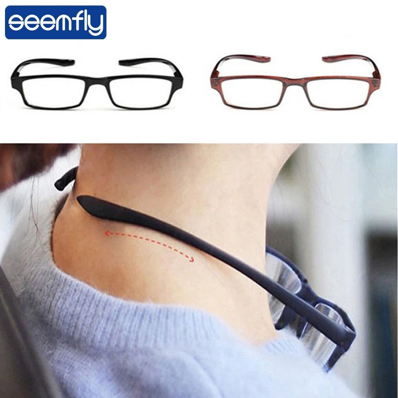 

seemfly Ultralight Hanging Stretch Reading Glasses Men Women Anti-fatigue HD Presbyopia eyeglasses Diopter +1.0 1.5 2.0 3.0 4.0