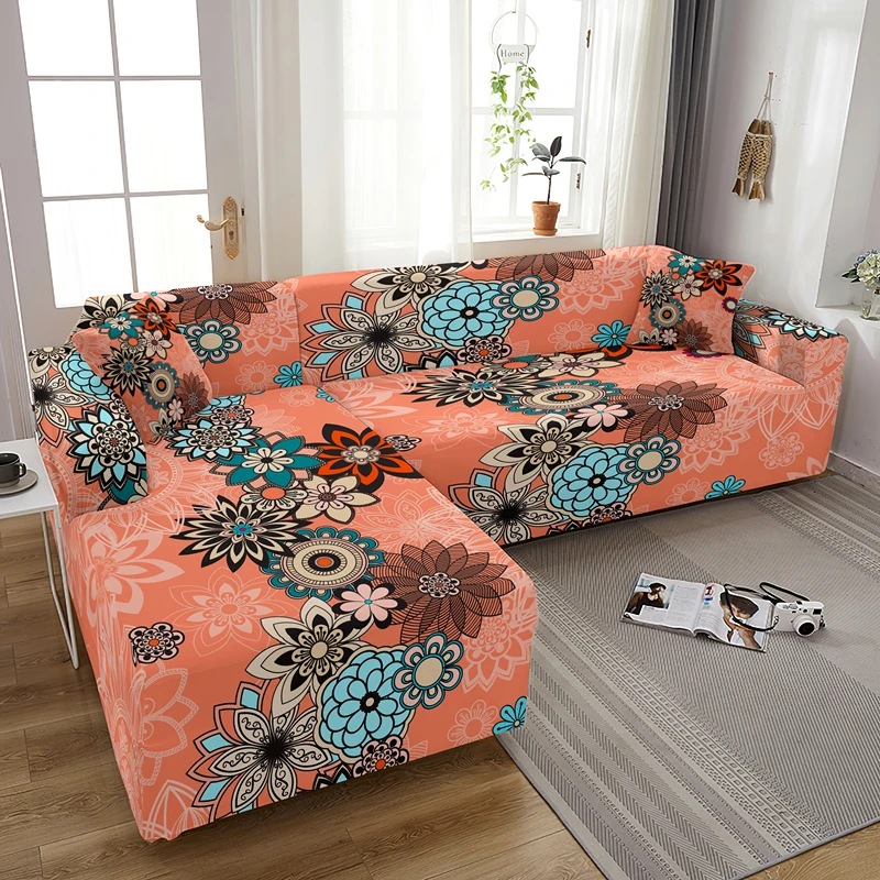 Mandala Bohemia Elastic Stretch Combination Sofa Covers For Living Room L Shape Couch Cover Washable Dust-proof Slipcover